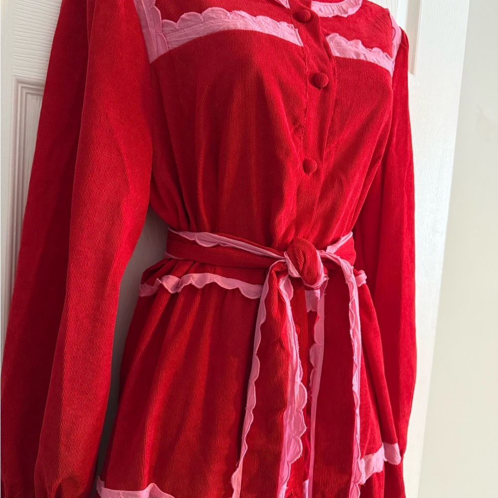 Red Corduroy Maxi Dress - Picture 5 of 5